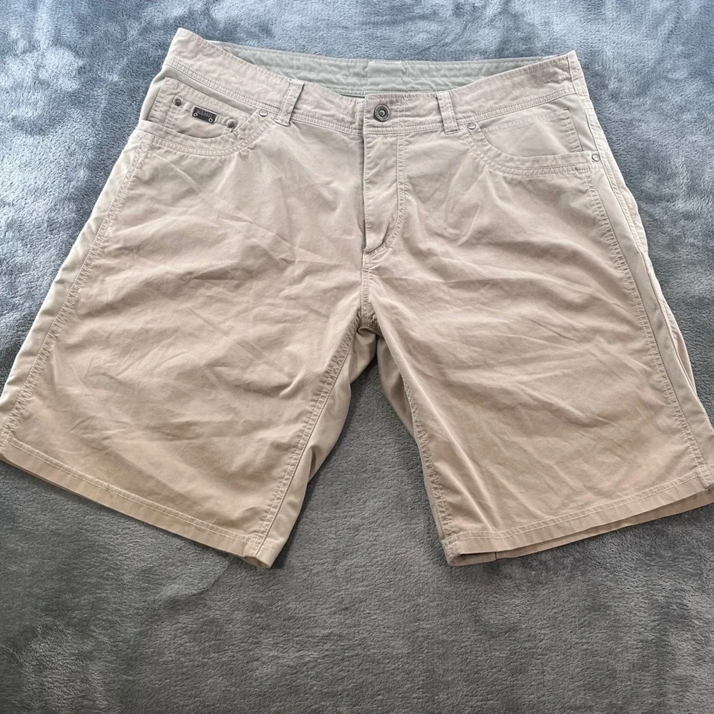 Kuhl Radikl Shorts Mens 38 Khaki Tan Hiking Outdoor Stretch Cargo Style 5068
